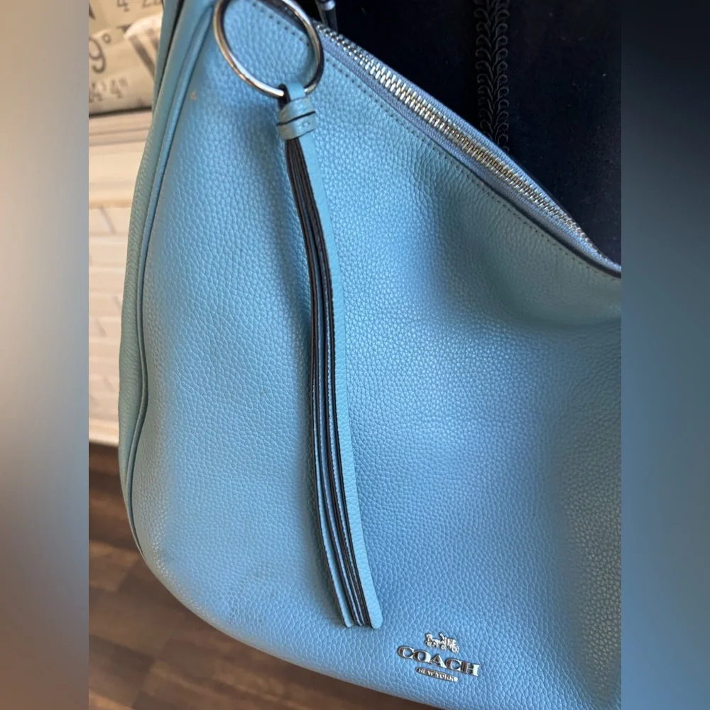 Coach Leather Sutton Hobo Shoulder Bag blue boho timeless versatile classic chic